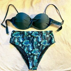 NWOT sz Large High Waisted Bikini, Underwire Top